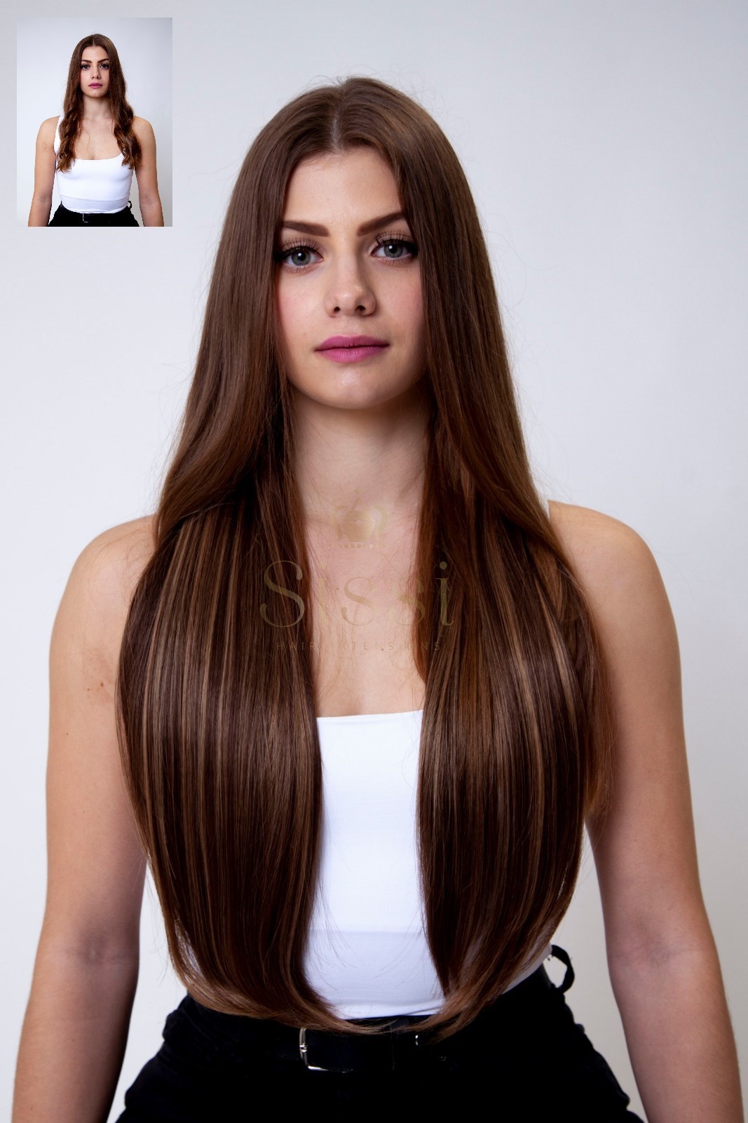 Deluxe Shine (Highlight) 24" 1 Piece Straight Clip In Hair Extension  